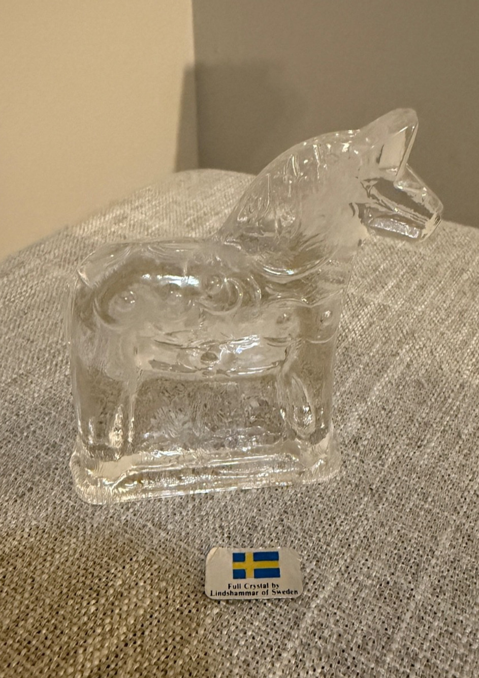 🐎 Lindshammar Sweden Crystal Horse Figurine Original Sticker